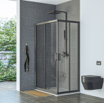 AQUAESTIL TUŠ KABINA SAVANA 90x120  D+D  CRNA/PROZIRNO - Slika 2