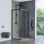AQUAESTIL TUŠ KABINA SAVANA 90x120 W+D (STIJENA + VRATA) CRNA/PROZIRNO