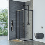 AQUAESTIL TUŠ KABINA SAVANA 90x120 W+D (STIJENA + VRATA) CRNA/PROZIRNO - Slika 2