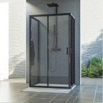 AQUAESTIL TUŠ KABINA SAVANA 75x110x75 W+D+D (STIJENA + 2. VRATA) CRNA/PROZIRNO - Slika 2