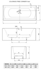 KADA COLORADO 170x75 DESNA FREE CORNER BIJELA SJAJ - Slika 3