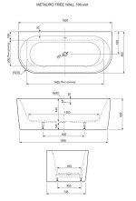 KADA METAURO 180x80 FREE WALL  BIJELA SJAJ - Slika 3