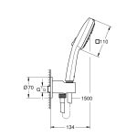 GROHE TEMPESTA CUBE 110 ZIDNI DRŽAČ TUŠ RUČKICE SET S 3 MLAZA MAT CRNA - Slika 2